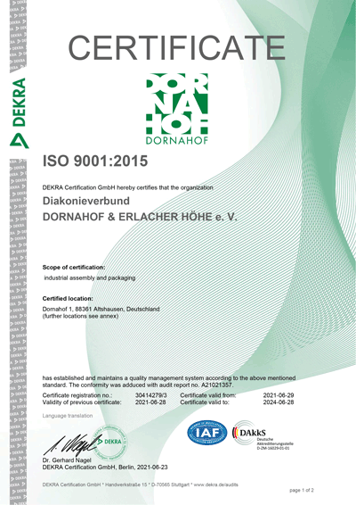 Zertifizierter Bereich: Industriemontage und Verpackung